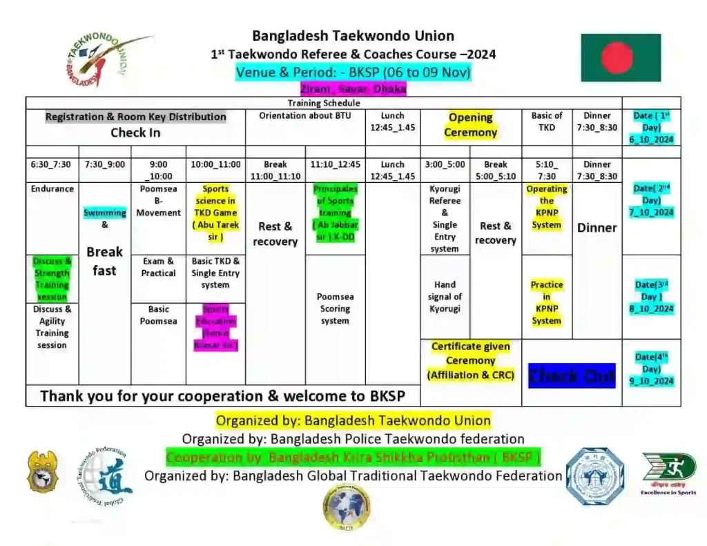 The 1st Taekwondo Referee and Coaches Course 2024 in BKSP course schedule, taekwondoking.com